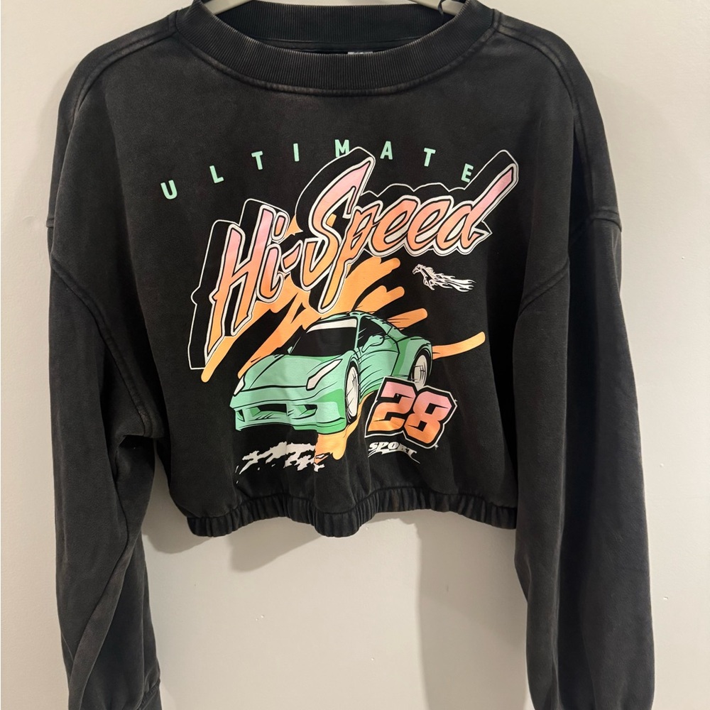 H&M Black Graphic Crew Neck Sweater